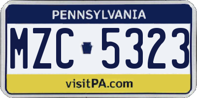 PA license plate MZC5323