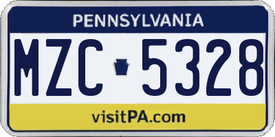 PA license plate MZC5328