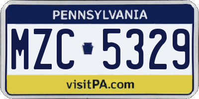 PA license plate MZC5329