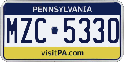 PA license plate MZC5330