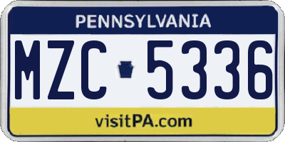 PA license plate MZC5336