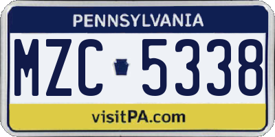 PA license plate MZC5338