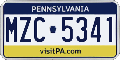 PA license plate MZC5341