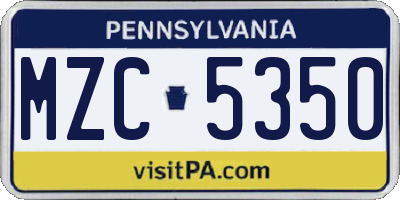 PA license plate MZC5350