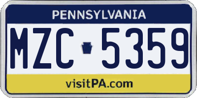 PA license plate MZC5359