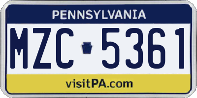 PA license plate MZC5361