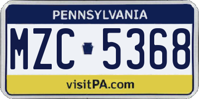 PA license plate MZC5368