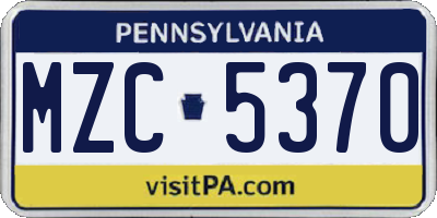 PA license plate MZC5370