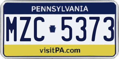 PA license plate MZC5373