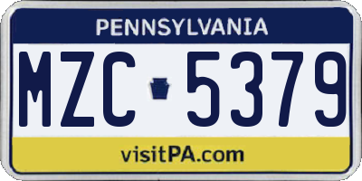 PA license plate MZC5379