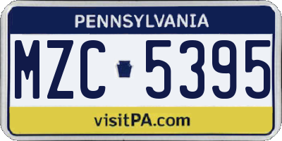 PA license plate MZC5395