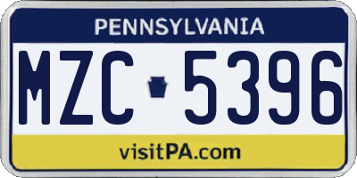 PA license plate MZC5396