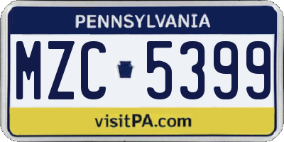 PA license plate MZC5399