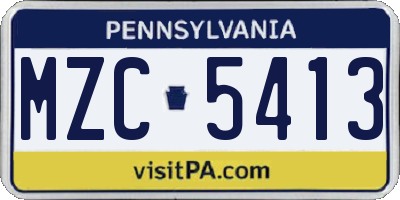 PA license plate MZC5413