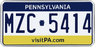 PA license plate MZC5414