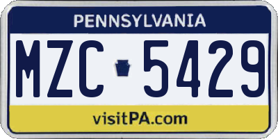 PA license plate MZC5429