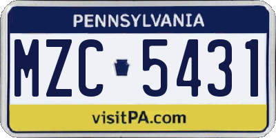 PA license plate MZC5431