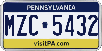 PA license plate MZC5432