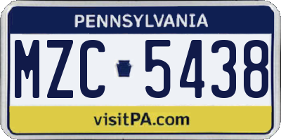 PA license plate MZC5438