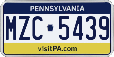 PA license plate MZC5439