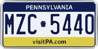 PA license plate MZC5440