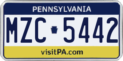 PA license plate MZC5442