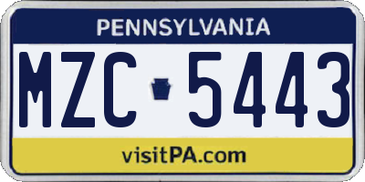 PA license plate MZC5443