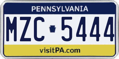 PA license plate MZC5444