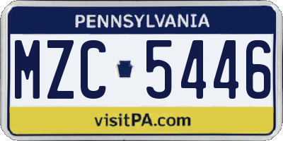 PA license plate MZC5446