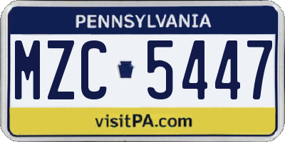 PA license plate MZC5447