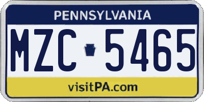 PA license plate MZC5465