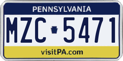 PA license plate MZC5471