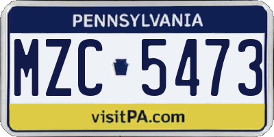 PA license plate MZC5473