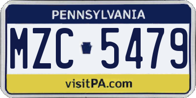 PA license plate MZC5479