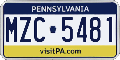 PA license plate MZC5481