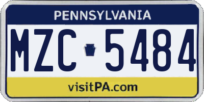 PA license plate MZC5484