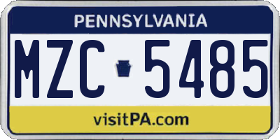 PA license plate MZC5485