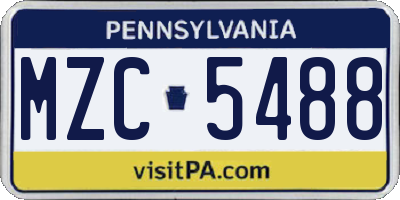 PA license plate MZC5488
