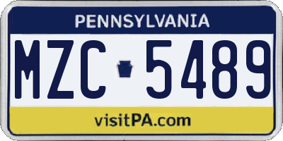PA license plate MZC5489