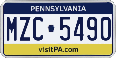 PA license plate MZC5490