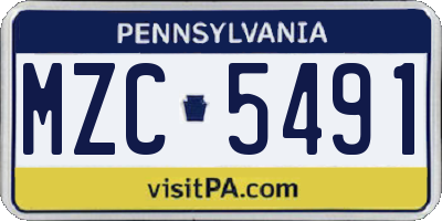 PA license plate MZC5491