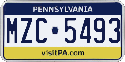PA license plate MZC5493