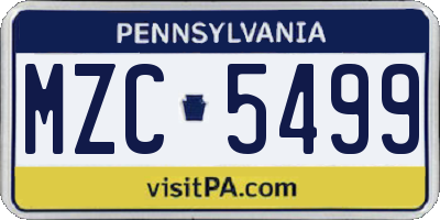 PA license plate MZC5499