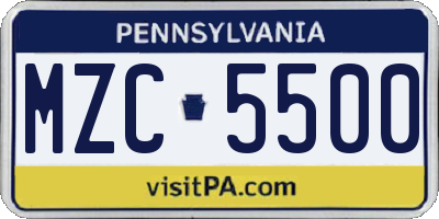 PA license plate MZC5500