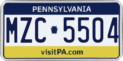 PA license plate MZC5504