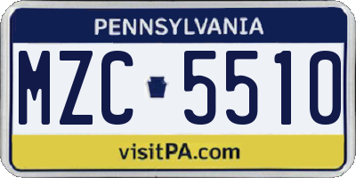 PA license plate MZC5510