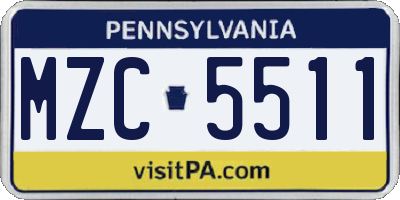 PA license plate MZC5511