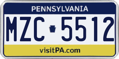 PA license plate MZC5512