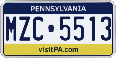PA license plate MZC5513