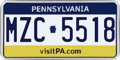 PA license plate MZC5518